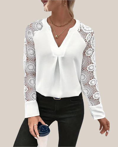 Marit - Elegant Bluse med Blonde